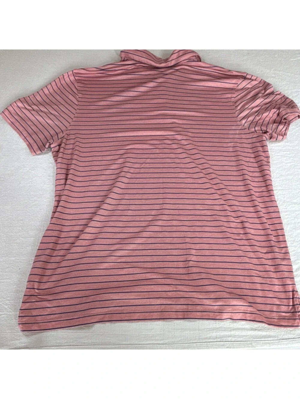 J.CREW Performance Men's XL Pink Navy Striped Polo Shirt Short Sleeve Collared
